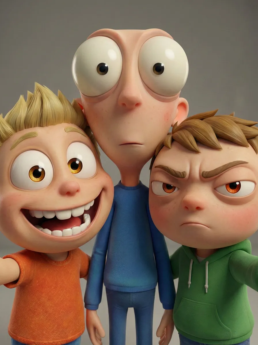 Selfie des trois protagonistes : L'ingénu, Le silencieux et Le sceptique